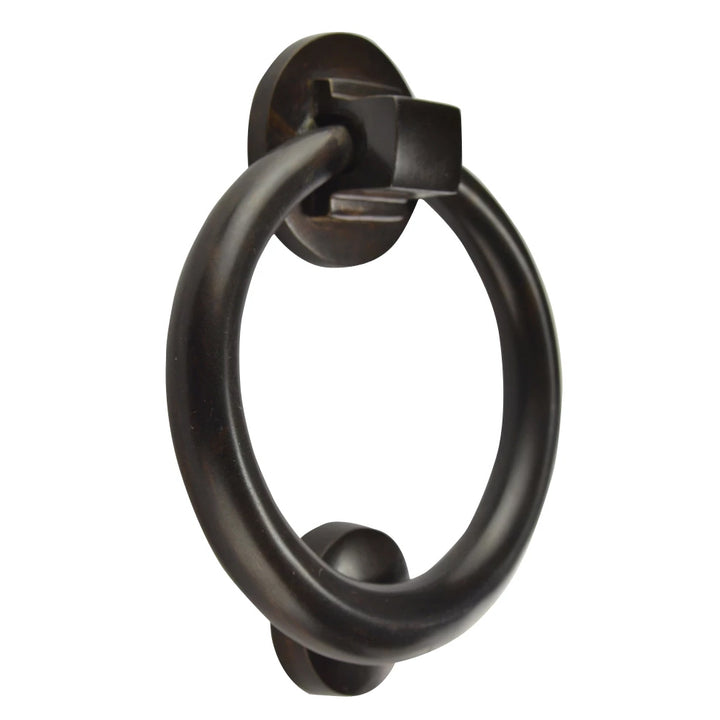 5 1/2 Inch (3 1/2 Inch c-c) Solid Brass Traditional Ring Door Knocker (Black Bronze Finish) COPPER MOUNTAIN HARDWARE