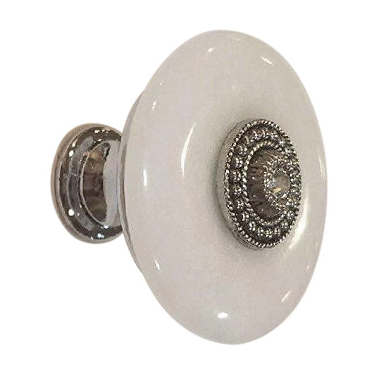 1 3/8 Inch White Jade Cabinet or Furniture Knob (Polished Chrome Finish) COPPER MOUNTAIN HARDWARE