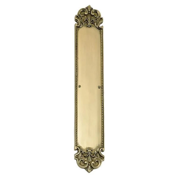 18 Inch Fleur De Lis Style Door Push Plate (Antique Brass Finish) COPPER MOUNTAIN HARDWARE