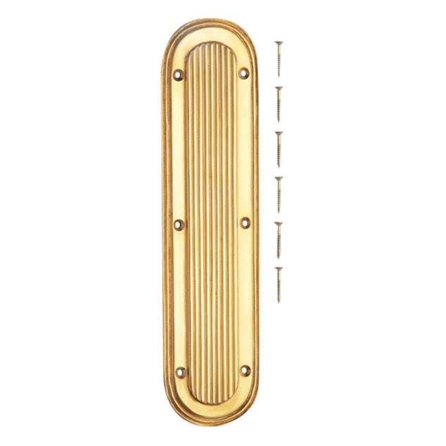 10 1/2 Inch Classic Art Deco Solid Brass Push Plate (Lacquered Brass Finish) COPPER MOUNTAIN HARDWARE