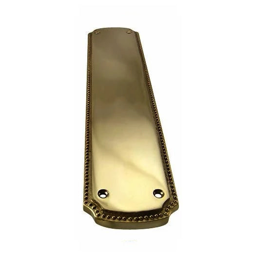 11 1/2 Inch Solid Brass Beaded Push & Plate (Antique Brass Finish) COPPER MOUNTAIN HARDWARE