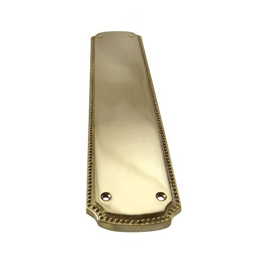 11 1/2 Inch Solid Brass Beaded Push & Plate (Lacquered Brass Finish) COPPER MOUNTAIN HARDWARE