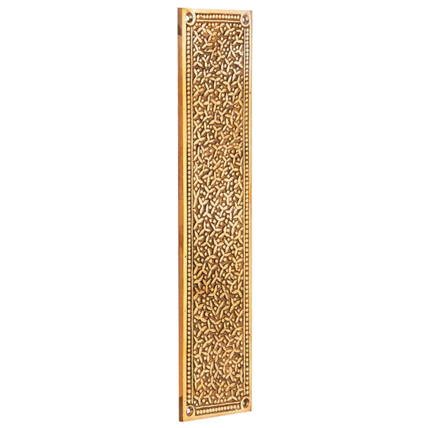 12 Inch Solid Brass Rice Pattern Push Plate (Lacquered Brass Finish) COPPER MOUNTAIN HARDWARE