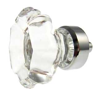 1 3/8 Inch Crystal Octagon Old Town Cabinet Knob (Polished Chrome Base) COPPER MOUNTAIN HARDWARE