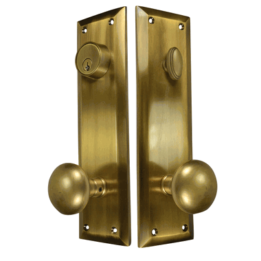 Quaker Style Deadbolt Entryway Set (Antique Brass Finish) COPPER MOUNTAIN HARDWARE