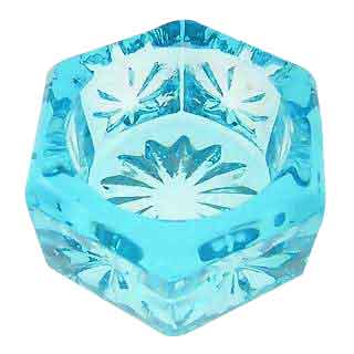 Salt Cellars - Aqua Blue Glass Hexagonal Salt Cellar Copper Mountain Hardware