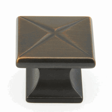 1 3/8 Inch Northport Square Cabinet Knob (Ancient Bronze Finish) SCHAUB